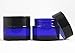 Blue Heavywall Glass 2 oz Amber Salve Jar w/Black Lid 4 pk