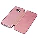 Galaxy S7 Edge Case, Acessorz Fashion Luxury Glossy Mirror Clear View Smart Date/Time Premium [Hyperbolic Mirror] PC Wallet Flip Case Cover for Samsung Galaxy S7 Edge (Rose Golden)