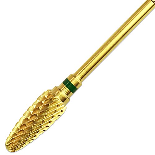 Pana 3/32" Flame Bit Safety Nail Carbide Bit - Gold Color (Grit: Coarse - C) for Electric Dremel Drill Machine