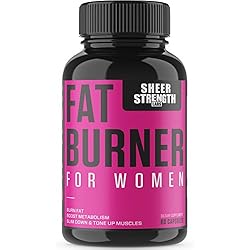 Sheer Fat Burner for Women - Fat Burning Thermogenic Supplement, Metabolism Booster, and Appetite Suppressant Designed for Women, New from Sheer Strength Labs, 60 Weight Loss Pills