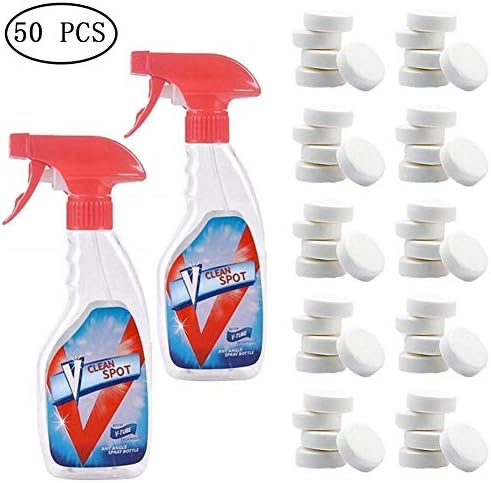 Multi Functional Effervescent Spray Cleaner Stain Remover Set With Bottle All Purpose Home Cleaning Laudry Stain Remover (2 bottle+50pcs)