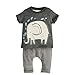 Baby Boys T-shirt Sets Short Sleeve Plaid Shorts Pants Hat Kids Outfits (0-1 years, Dark Grey)