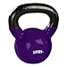 SPRI Kettlebell Weights Deluxe Cast Iron Vinyl Coated Comfort Grip Wide Handle Color Coded Kettlebell Weight Set (Purple, 15-Pound)