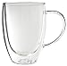 Bistro Mug with Handle from JavaFly, Double Walled Thermo Glass Cup, Set of 2 - 12oz