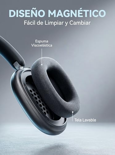 TEISCHE ND905-ANC Wireless Headphones with Bluetooth 5.4 Headband, Active Noise Cancellation (3 Modes), 3 Equalizers, 40H Autonomy, Magnetic Pads and Dual Connection (Black)