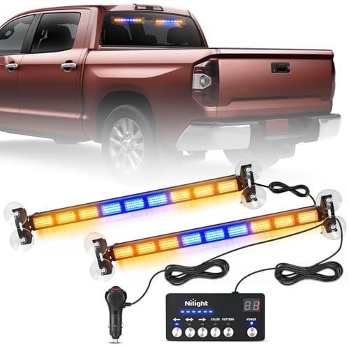 Nilight 162 LED Traffic Advisor Strobe Light Bar 2-in-1 Amber Blue Emergency Wa…