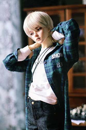 Pauline BJD Doll Clothes Uncle Long Casual Print Plaid Jacket Shirt Suitable for Ordinary Uncle Doll SD17 Male Dolls (Green)