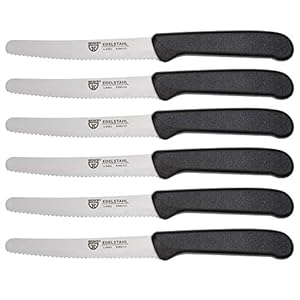 GRÄWE Tafelmessen, 6 stuks, messenset om te snijden, set van 6 broodjes, ontbijtmessen met eenzijdig gekarteld, mes 21…