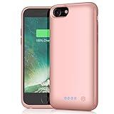 Battery Case for iPhone 8/7,6000mAh Rechargeable Charger Case Portable External Battery Pack for Apple iPhone 7/8 Protective Charging Case Battery Power Bank (4.7 Inch) (Rose Gold)