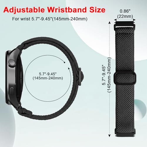 WindRen 3 Pieces Nylon Strap Compatible with Xiaomi Redmi Watch 5 Active/5 Lite, 22 mm Sporty Soft and Breathable Adjustable for Amazfit Active Max/Amazfit Bip 6/Bip 5/Balance 2/Balance