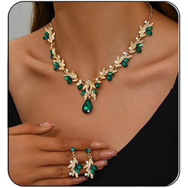 Rhinestone Bridal Jewelry Set For Women - Crystal Necklace, Earrings, And Bracelet Set For Weddings And Prom