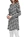 Allegra K Women's Stripes Long Sleeves Pockets Loose Tunic Top M Black