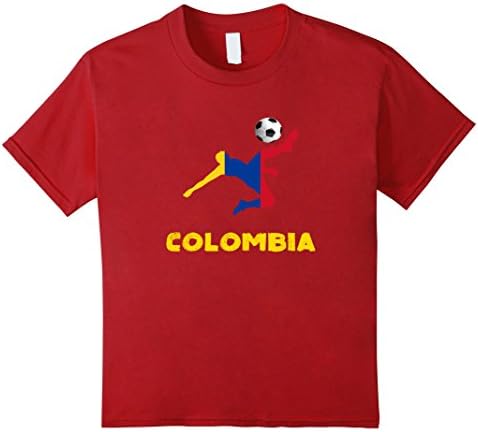 Kids Colombia Soccer Jersey Tee Shirt Football Kids T-Shirts 10 Cranberry
