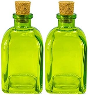 Olive Oil Outpost of Anna Maria FL Barcelona Inspired 250ml Classic "Fresh" Lime Green Glass Bottle Set with Natural Corks