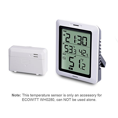 ECOWITT WH53 Temperature Sensor Rainproof Transmitter for ECOWITT WH0280 Outdoor Thermometer Monitor - Accessory Only, Can NOT Be Used Alone