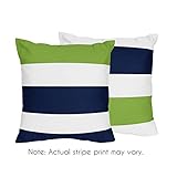 Navy Blue, Lime Green and White Decorative Accent Throw Pillows for Stripe Collection - Set of 2