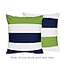 Navy Blue, Lime Green and White Decorative Accent Throw Pillows for Stripe Collection - Set of 2