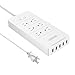 NTONPOWER Smart Power Strip Surge Protector Upgraded with 6 Outlets and 5 Heavy Duty USB Ports Total USB Output 8A 40W Electricity Saving for Home Theatre Appliance ETL Listed