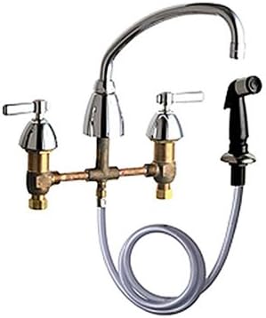 Chicago Faucets 200-AABCP Concealed Deck Mount Kitchen Sink Faucet with Black Side Spray, Chrome