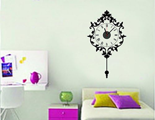 Black Wall Clock Large Decoration Removable Sticker 50 x 90 / 19.68" X 35.43" Style Sticker Home Decor DIY Decal