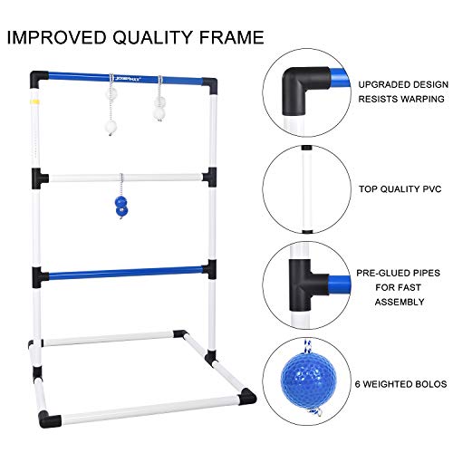 JOGENMAX Ladder Toss Indoor/Outdoor Lawn Game Set with 6 Bolo Balls, Portable Carrying Bag and Score Trackers, Great for Kids, Adults, Family Size 38x24 Inch - Thumbnail 2