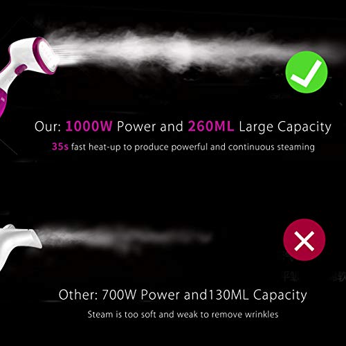Holife Garment Steamer for Clothes, Travel Garment Steamer with Leak-Proof Design,1000W Powerful Portable Steamer for Clothes with 260ml Large Capacity,35s Fast Heat 7/1 - Fabric Steamer[New] - Thumbnail 5