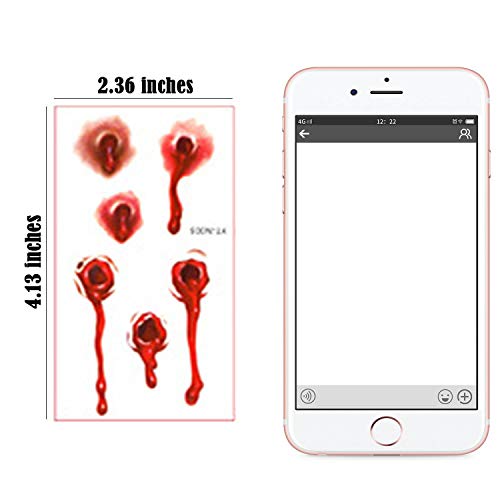 300+ Halloween Scar Temporary Tattoos - Vampire Zombie Party Supplies Decorations Bloody Cosplay Props - Realistic Fake Injury Wound for Halloween Costume Accessories(48 Sheets) - Thumbnail 3