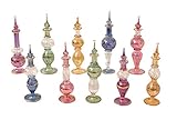 CraftsOfEgypt Egyptian Perfume Bottles Set of 10 Hand Blown Decorative Pyrex Glass Vials Height 4 Inch (12 cm)