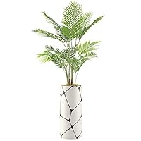 SIGNWIN Areca Palm Tree with Giant Black & White Polygon Vase Geometric Shapes Minimalism Zen Dramatic Dark for Living Room, Bedroom, Office - X-Large 5 Feet (60