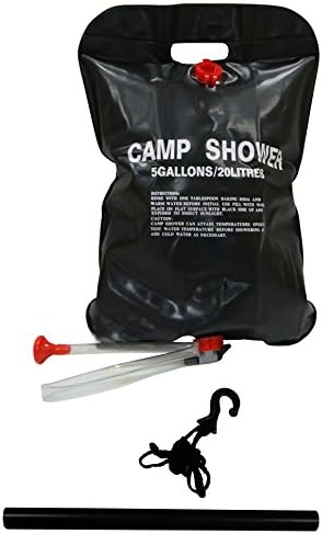 Portable Outdoor Camp Shower Bag Solar Heated Shower Water 5 Gallon/20 Liter with On/ Off Nozzle for Outdoor Camping, Hiking, Traveling, Backpacking