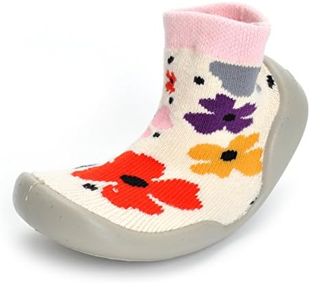 Enteer Baby Girls Rubber First Walking Sock Shoes Flower US 5