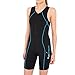 RunBreeze Women's Triathlon Suit | Breathable, Quick-Drying Tri Suit with Dual Rear Pockets (Black/Cyan, Large (US 8-10))