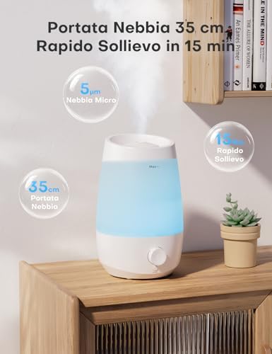 2.5L Umidificatore Ambiente 25H Diffusore Oli Essenziali 250ml/h