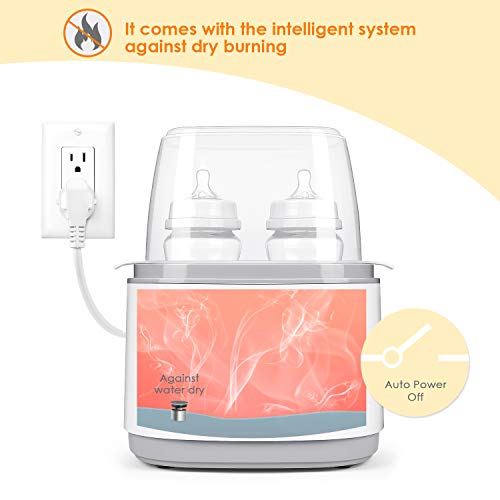 Baby Bottle Warmer, SIMBR Double Bottle Warmer 6 in 1 Fast Baby Food Heater BPA-Free Steam Warmer with LCD Display Accurate Temperature Control Auto-Off for Breastmilk or Formula