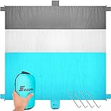 Sand Free Beach Blanket Large Oversized 10′ X 9′ Waterproof Soft Lightweight Durable Quick Drying Portable Sand Proof Mat for 7 Adults Family Friends Picnic Travel Camping Hiking with 4 Corner Pockets