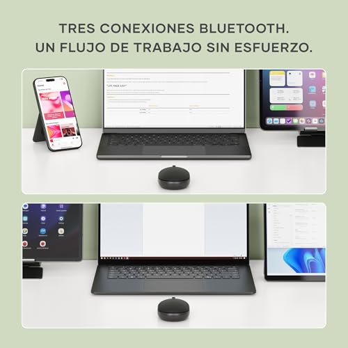 SATECHI OntheGo™ Wireless Mouse, USB-C Recharge, Bluetooth Up to 3 Devices, Adjustable DPI, Elegant Ergonomic Mouse for MacBook, Laptop, iPad and More - Black