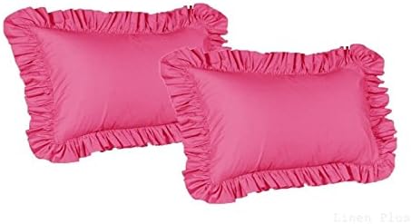 2 Piece King Size Ruffled Shams Solid Beige Cover Case Decorative Pillow