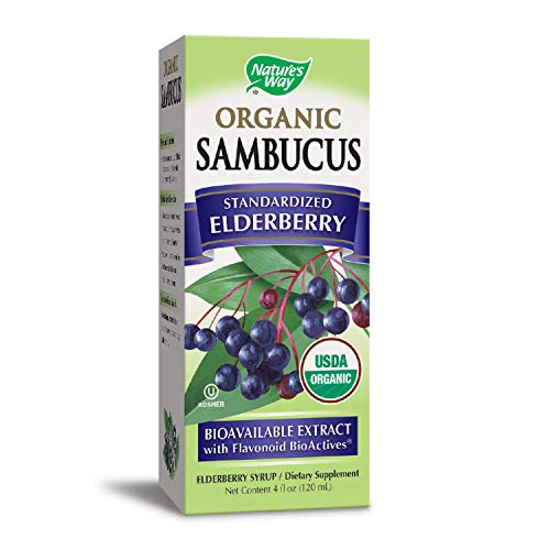 Nature's Way Sambucus, Organic Standardized Elderberry Syrup, 4 Fl. Oz, 4 Fluid Ounce (Packaging May Vary)