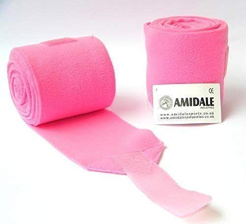 Amidale Polo Wraps Fleece Stable Bandages Horse Equestrian Leg Wraps Set Of 4 One Size Pink