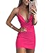 VANCOL Women's Sexy Deep V-Neck Halter Backless Slit Mini Party Club Dress (M, Black2)