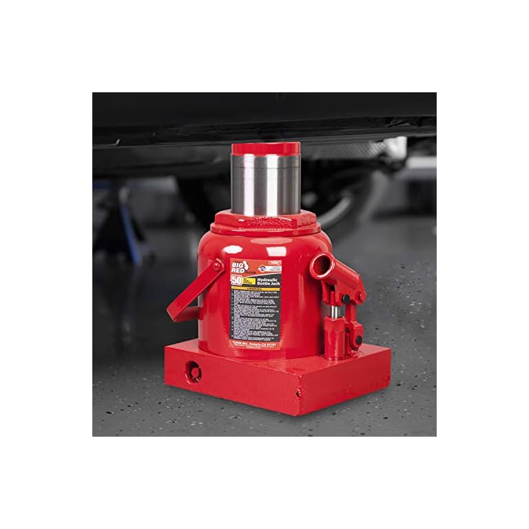 BIG RED T95007 Torin Hydraulic Stubby Low Profile Welded Bottle Jack, 50 Ton (100,000 lb