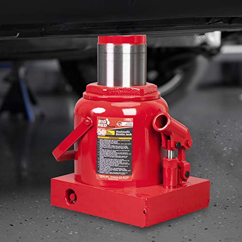 BIG RED T95007 Torin Hydraulic Stubby Low Profile Welded Bottle Jack, 50 Ton (100,000 lb