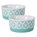 DII Bone Dry Lattice Ceramic Pet Bowl for Food & Water with Non-Skid Silicone Rim for Dogs and Cats (Small - 4.25" Dia x 2"H) Aqua - Set of 2 primary