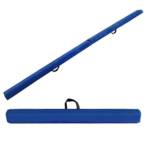 EZ GLAM 9.5 ft Folding Balance Beam Skill Performance Home Training Gymnastics Equipment (Blue, 9.5)