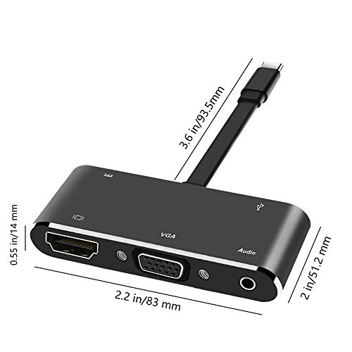INTSUN USB-C to 4K HDMI Hub Adapter, USB Type C to VGA with USB 3.0, Type C to Audio with USB-C Charging Port for Smartphone Computer Game Play USB-C Devices Output to Display & Audio - Thumbnail 6