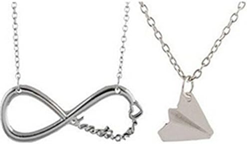 Fairy Jewelrytwo One Direction Necklace. Necklace Infinite and Paper Aeroplane -Gift Box (Silver)