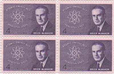 Atomic Energy Act Brian McMahon Set of 4 x 4 US Postage Stamps Scott #1200