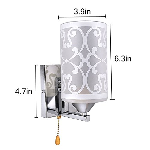Elitlife Elegant style Modern Wall Light Lamp Pattern Indoor energy saving for Bedside Lamp/Stair Lamp/Wall Sconce/Living Room witn Pull line switch & 3W warm light bulb (Cool White)