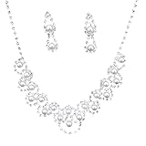 joylive Bridal Pearl Glitter Rhinestones Necklace Earrings In 1 Set For Ladies