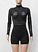 Biz Simple Womens Mock Neck Long Sleeve Mesh Short See Through Jumpsuit Romper